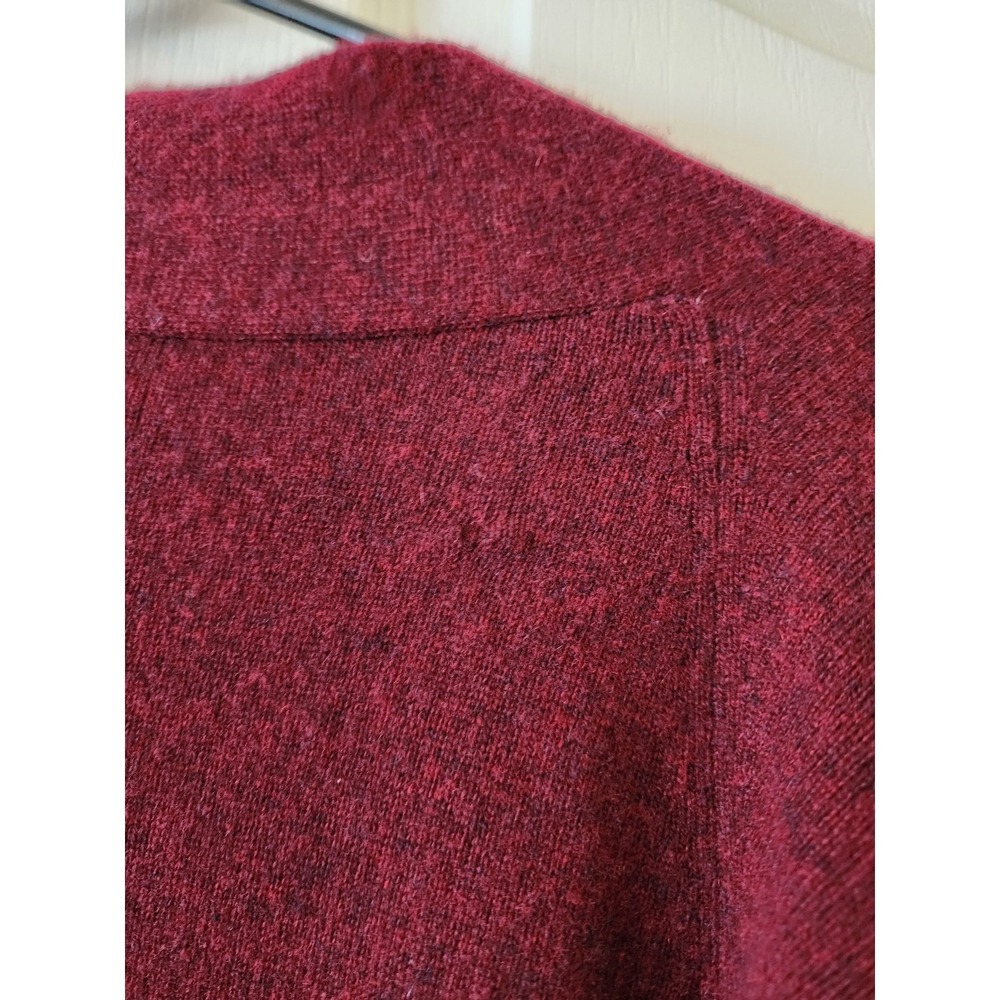 Margaret O'Leary 100% Cashmere Open Front Cardigan Burgundy Wine Pockets M - Picture 7 of 7